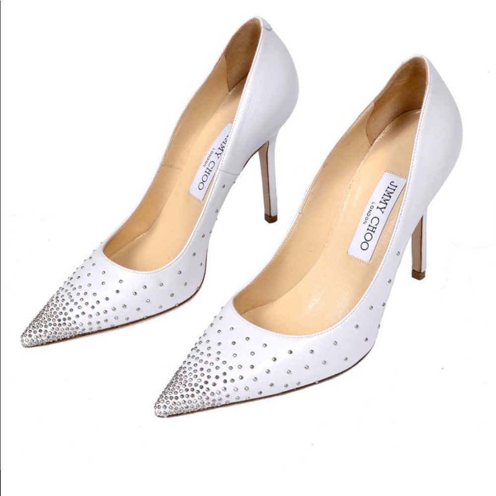 Jimmy Choo Abel White Leather Heels